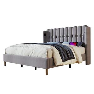 STILVORA ČALOUNĚNÁ POSTEL 180/200 cm šedá s USB a Type-C, len Wingback obraz