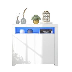 STILVORA KUCHYŇSKÁ SKŘÍŇ bílá ve vysokém lesku s LED osvětlením a úložným prostorem, 108×40×92 cm obraz