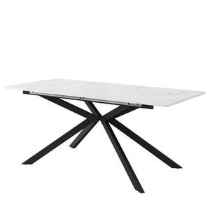 OKWISH JÍDELNÍ stůl 150/180/70/76 cm černo-bílý z MDF s rozkládací deskou a křížovou podnoží obraz