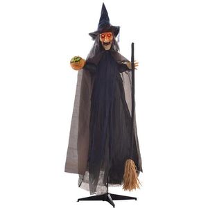 HOMCOM 190 cm halloweenská dekorace Halloweenská čarodějnice s LED světly, zvuková funkce obraz