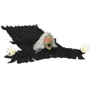 Outsunny HALLOWEENSKÁ dekorace Zombie-stařena 183 cm s LED světly, zvukovou funkcí obraz