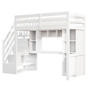 FLIEKS VYVÝŠENÁ POSTEL 90x200 cm Bílá Dřevo Stůl LED obraz