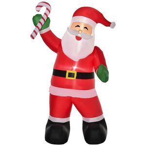 HOMCOM NAFUKOVACÍ Santa Claus s cukrovou hůlkou 250 cm Santa Claus dárek LED obraz