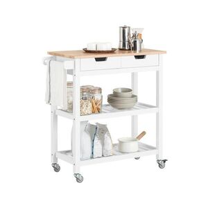 SoBuy KUCHYŇSKÝ OSTRŮVEK se 2 zásuvkami Bílá 84x39x89cm Nordický obraz