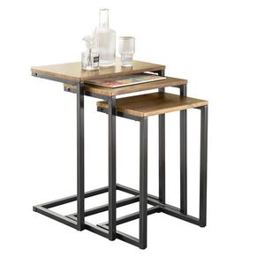 SoBuy KONFERENČNÍ STOLEK sada 3 kusů Hnědá 46x30x61cm Industriální obraz
