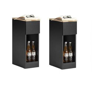 SoBuy SADA 2 NOČNÍCH STOLKŮ s 1 zásuvkou Černá 35x20x60cm Minimalistický obraz