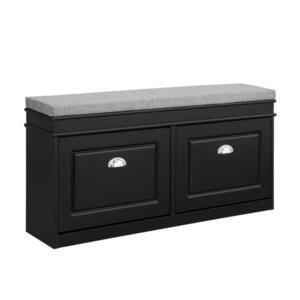 SoBuy BOTNÍK se 2 zásuvkami Černá 104x24x51cm Funkční obraz