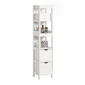 SoBuy VYSOKÁ KOUPELNOVÁ SKŘÍŇKA se 2 zásuvkami Bílá 30x30x144cm Minimalistický obraz
