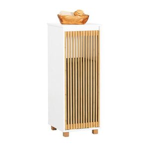 SoBuy KOUPELNOVÁ SKŘÍŇKA S KOŠEM NA PRÁDLO a 1 dveřmi Bílá 33x32x85cm Nordický obraz