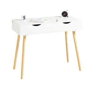 SoBuy POČÍTAČOVÝ STŮL se 2 zásuvkami Bílá 90x45x77cm Nordický obraz