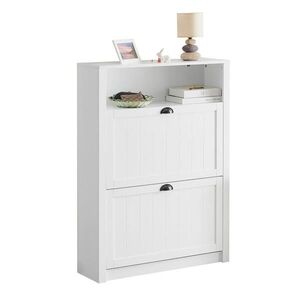 SoBuy BOTNÍK se 2 dveřmi Bílá 80x24x110cm Moderní obraz