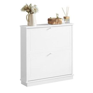 SoBuy BOTNÍK se dvěma dveřmi Bílá 76x18x78cm Minimalistický obraz