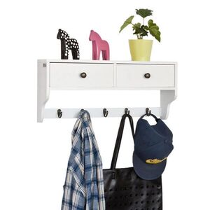 SoBuy NÁSTĚNNÝ VĚŠÁK se 2 zásuvkami Bílá 60x14x27cm Nordický obraz
