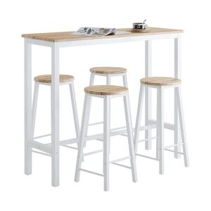SoBuy 5DÍLNÝ set stolu se 4 taburety Bílá 120x40x100cm Moderní obraz
