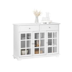 SoBuy NÍZKÁ SKŘÍŇ se dvěma zásuvkami Bílá 119x40x90cm Klasický obraz