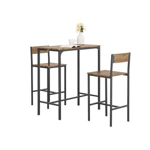 SoBuy 3DÍLNÝ STŮL SE 2 ŽIDLEMI Hnědá 89x45x100cm Industriální obraz