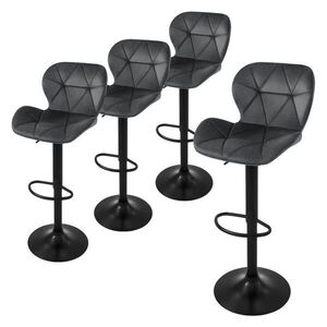 ML-DESIGN SADA 4 barových židliček, šedý samet obraz