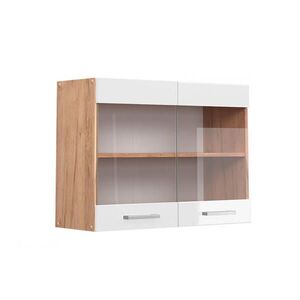 Vicco SKLENĚNÁ KUCHYŇSKÁ SKŘÍŇKA R-Line Bílá vysoký lesk 80 cm obraz