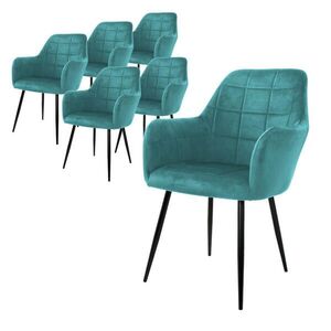 ML-DESIGN JÍDELNÍ ŽIDLE, sada 6 ks, petrolový samet obraz