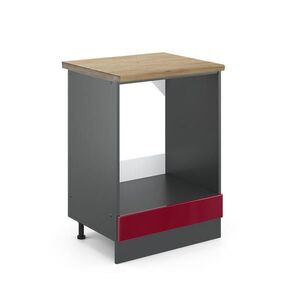 Vicco SKŘÍŇKA NA VESTAVĚNOU TROUBU R-Line Červená vysoký lesk 60 cm , PD Dub obraz