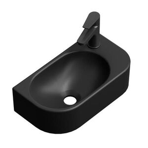 EMKE UMYVADLO na stěnu, s otvorem pro baterii vpravo, matná černá, 40/21, 5/12 cm obraz