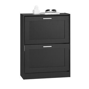 SoBuy BOTNÍK se 2 dveřmi Černá 60x25x80cm Moderní obraz