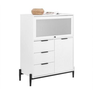 SoBuy NÍZKÁ SKŘÍŇ se třemi zásuvkami Bílá 86x40x108cm Moderní obraz