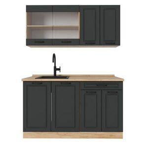 Vicco JEDNOTKOVÁ KUCHYNĚ R-Line Antracitový venkovský dům/zlatý dub 140 cm , PD Dub obraz