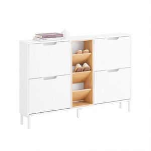 SoBuy BOTNÍK se 4 zásuvkami Bílá 126x47x85cm Minimalistický obraz