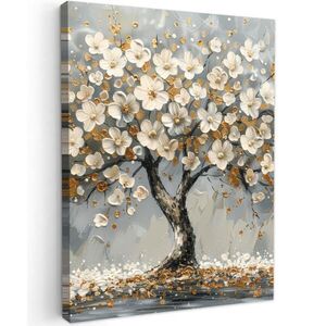 MuchoWow OBRAZ NA PLÁTNĚ Strom - Květiny - Bílá - Příroda - Umění 30x40 cm obraz