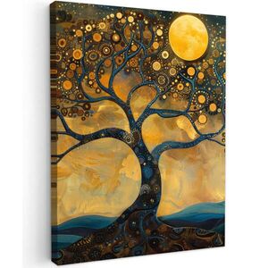 MuchoWow OBRAZ NA PLÁTNĚ Strom - Měsíc - Květiny - Zlato - Umění 30x40 cm obraz