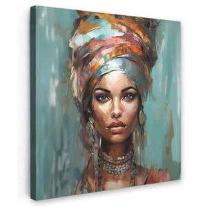MuchoWow OBRAZ NA PLÁTNĚ Žena - Umění - Šperky - Portrét 20x20 cm obraz