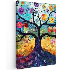 MuchoWow OBRAZ NA PLÁTNĚ Umění - Strom života - Květiny - Hippie 80x120 cm obraz