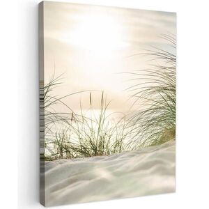 MuchoWow OBRAZ NA PLÁTNĚ Duny s bahenní trávou pod sluncem v německém národním parku Schleswig-Holsteinisches Wattenmeer 60x80 cm obraz