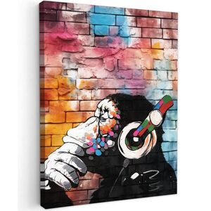 MuchoWow OBRAZ NA PLÁTNĚ Opice - Graffiti - Hudba 60x80 cm obraz