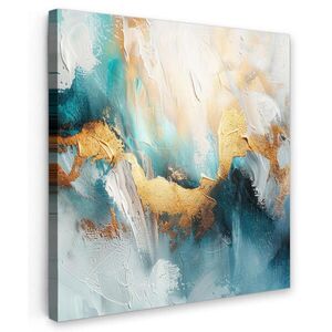 MuchoWow OBRAZ NA PLÁTNĚ Abstraktní - umění - zlatá - modrá 20x20 cm obraz