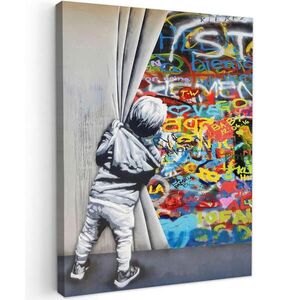 MuchoWow OBRAZ NA PLÁTNĚ Graffiti - Chlapec - Ilussie - Street art 60x80 cm obraz