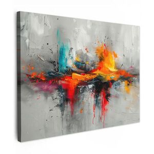 MuchoWow OBRAZ NA PLÁTNĚ Moderní umění - Oranžová - Šedá - Abstraktní 80x60 cm obraz