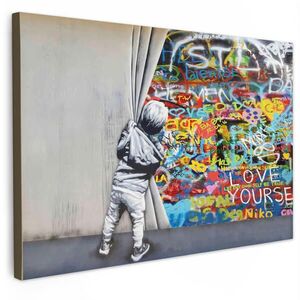 MuchoWow OBRAZ NA PLÁTNĚ Graffiti - Chlapec - Ilussie - Street art 30x20 cm obraz