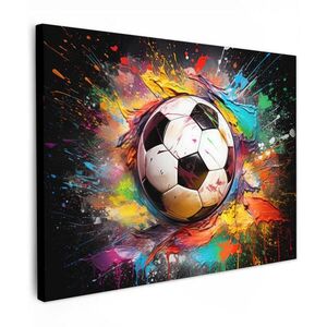 MuchoWow OBRAZ NA PLÁTNĚ Fotbal - barva - barvy - černá - bílá 80x60 cm obraz