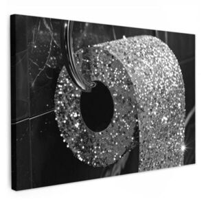 MuchoWow OBRAZ NA PLÁTNĚ WC - Toaletní papír - Černá a bílá - Třpytky 60x40 cm obraz