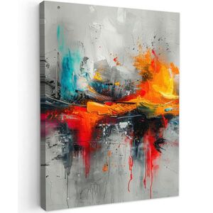 MuchoWow OBRAZ NA PLÁTNĚ Moderní umění - Oranžová - Šedá - Abstraktní 60x80 cm obraz