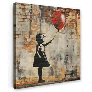 MuchoWow OBRAZ NA PLÁTNĚ Graffiti - Banksy - Dívka - Street art 20x20 cm obraz
