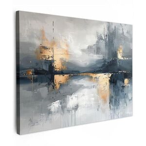 MuchoWow OBRAZ NA PLÁTNĚ Umění - šedá - zlatá - abstraktní 40x30 cm obraz