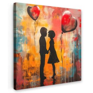 MuchoWow OBRAZ NA PLÁTNĚ Street art - Láska - Graffiti - Umění - Banksy 20x20 cm obraz