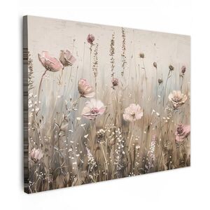 MuchoWow OBRAZ NA PLÁTNĚ Květiny - růžová - moderní - béžová 80x60 cm obraz