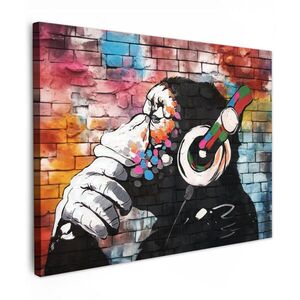 MuchoWow OBRAZ NA PLÁTNĚ Opice - Graffiti - Hudba 80x60 cm obraz
