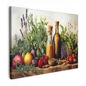 MuchoWow OBRAZ NA PLÁTNĚ Zátiší - Bylinky - Koření - Ovoce - Barevné 80x60 cm obraz