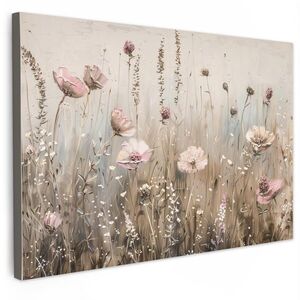 MuchoWow OBRAZ NA PLÁTNĚ Květiny - růžová - moderní - béžová 30x20 cm obraz