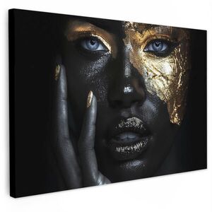 MuchoWow OBRAZ NA PLÁTNĚ Žena - Zlato - Portrét - Černobílý - Luxusní 90x60 cm obraz